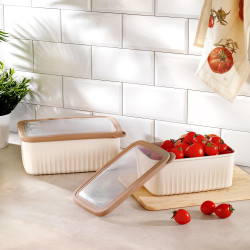 Schafer Ashley 2'li Dikdörtgen Derin Saklama Kabı-Krem-1S0012-05001-KRM04