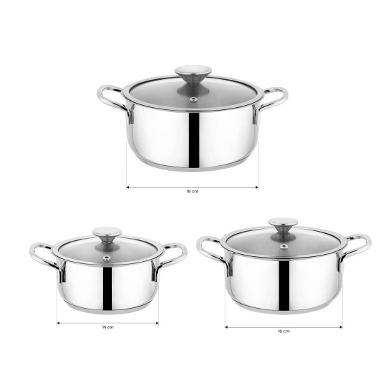 Schafer Steel Storm 6 Prç.Çelik Tencere Seti-Inox-1S6466-13002-INX03