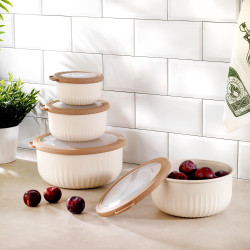 Schafer Ashley 4'lü Yuvarlak Mini Saklama Kabı-Krem-1S0012-05001-KRM02
