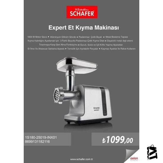 Schafer Expert Et Kıyma Makinesi Inox-Elden