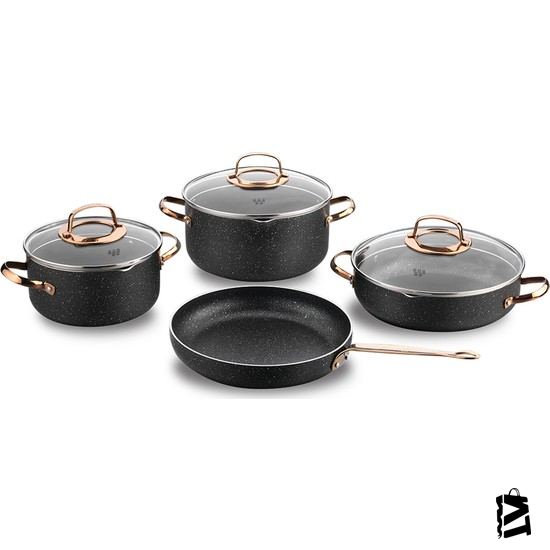 Korkmaz A1372 Galaksi 7 Parça Tencere Seti Rosa