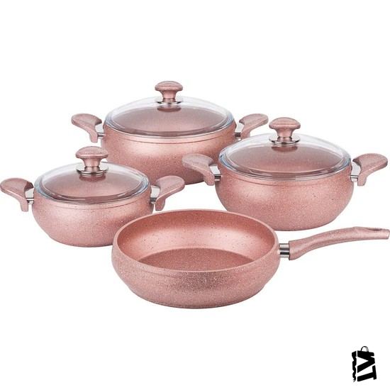Özkent Güveç Granit 7 Parça Rosegold Tencere