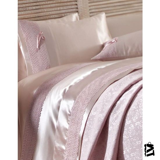 Karaca Home Tuğçe Gül Kurusu Nevresim-Pike