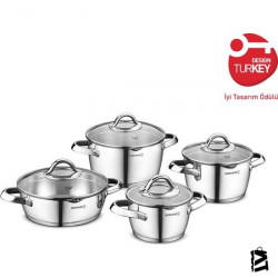 Korkmaz A1973 Vertex 8 Parça Tencere Takımı Siyah