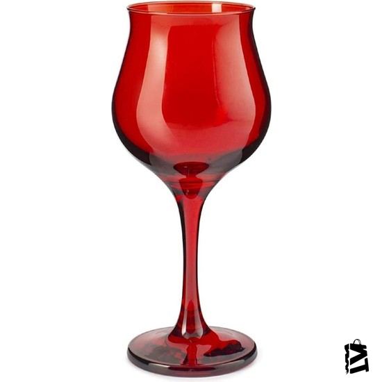 Paşabahçe Wavy Ayaklı Kırmızı Kadeh Bardak