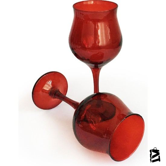 Paşabahçe Wavy Ayaklı Kırmızı Kadeh Bardak
