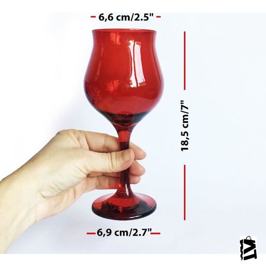 Paşabahçe Wavy Ayaklı Kırmızı Kadeh Bardak