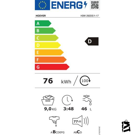 Hoover H3WS 292DE/1-17 9 kg NFC Bağlantılı