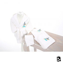 Özdilek Bugs Bunny Nakışlı Bebek Bambu Bornoz Seti Beyaz