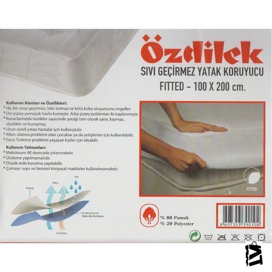 Sıvı Geçirmez Fitted Alez 90 x 190 cm-Elden