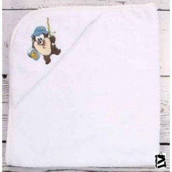 Özdilek Tazmanya Lisanslı Nakışlı Bebe Pelerini 80X80 Bambu Beyaz