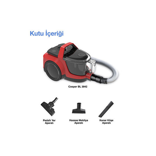 Fakir Cooper Bl 3042 Kırmız Toz Torbasız Elektrikliı Süpürge