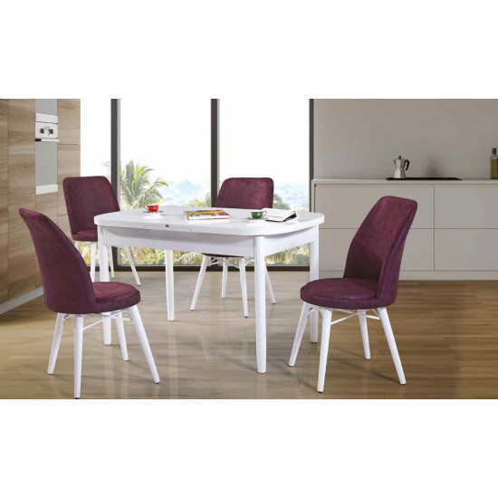 202 Torna Mutfak Masası - Düz Beyaz-Senetli