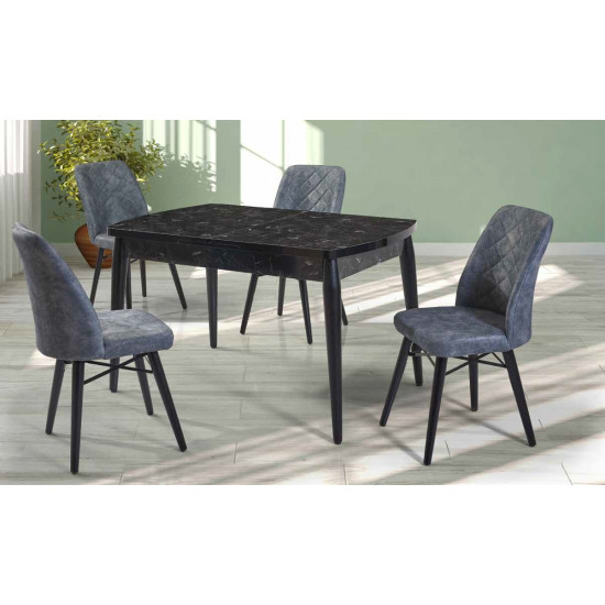 204 Oval Mutfak Masa Takımı - Siyah