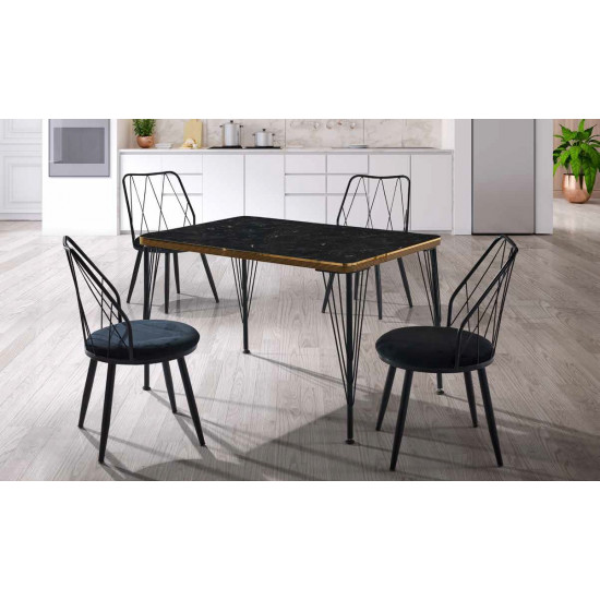 301 Dora Mutfak Masa Takımı - Siyah Mermer
