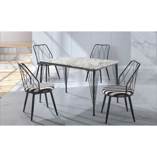 301 Dora Sabit Mutfak Masası - Beyaz Mermer