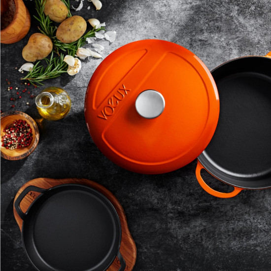 Voeux Amusant Sığ Döküm Tencere 28 cm. Turuncu