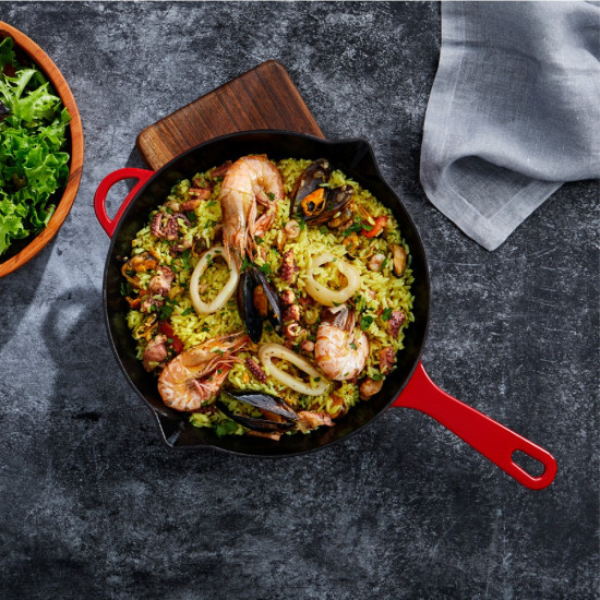 Voeux L'amour Yardımcı Kulplu Döküm Tava 28 cm Kırmızı