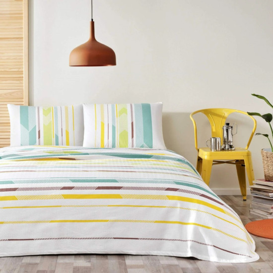 Taç Baskılı Lorenz Çift Kişilik Pike Takımı Yeşil