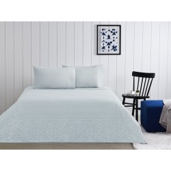 Taç Jakarlı Pike Takımı Marlena Mavi Tek Kişilik