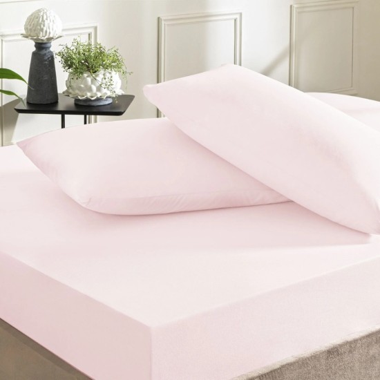 Taç Ranforce Pamuklu Lastikli Tek Kişilik Çarşaf Seti Pudra