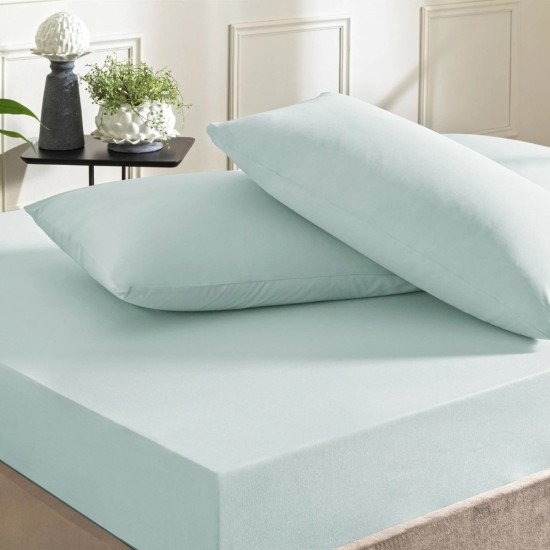 Taç Ranforce Pamuklu Lastikli Tek Kişilik Çarşaf Seti Mavi