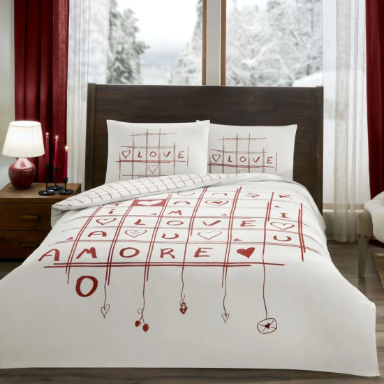 Taç Romenta Glowlu Ranforce Çift Kişilik Nevresim Takımı Kırmızı