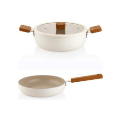 Schafer Ceramoni 30 Cm.Seramik Basık Tencere-Krem-1S0848-21001-KRM06