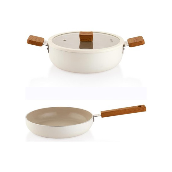 Schafer Ceramoni 30 Cm.Seramik Basık Tencere-Krem-1S0848-21001-KRM06