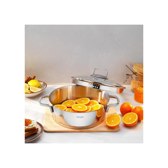 Schafer New Stahl 26Cm. 2 Prç.Çelik Basık Tencere-Inox-1S6440-13001-INX04