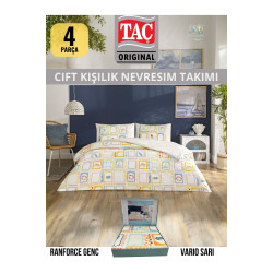 Taç 3518 Ranforce Çift Kişilik Nevresim Takımı Vario Sarı-1000050398