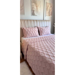 Dainty Home Petek Çift Kişilik Yatak Örtüsü-Pudra