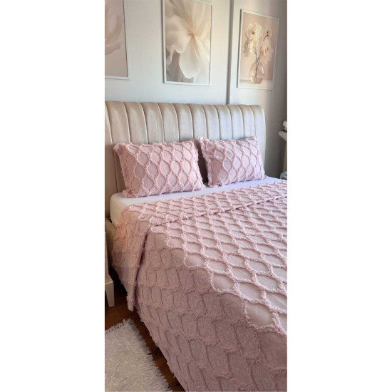 Dainty Home Petek Çift Kişilik Yatak Örtüsü-Pudra